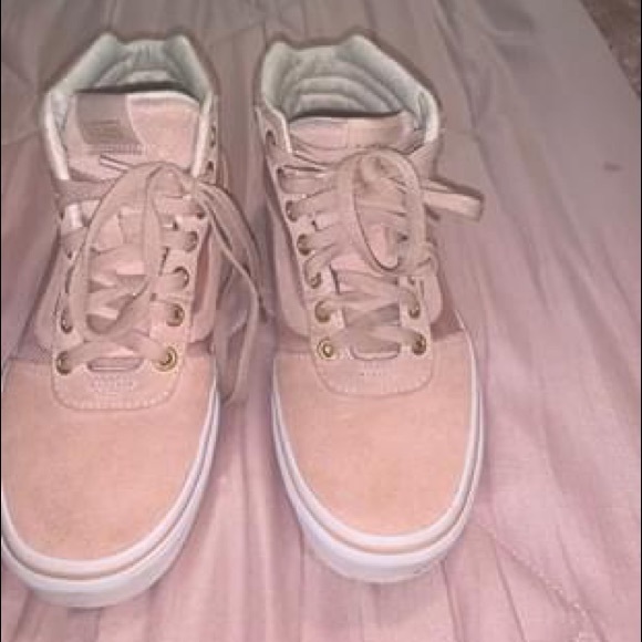pink and rose gold vans
